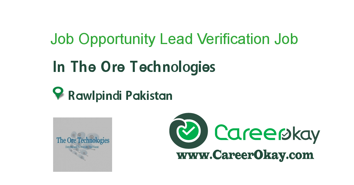 Job Opportunity Lead Verification Officers..!!