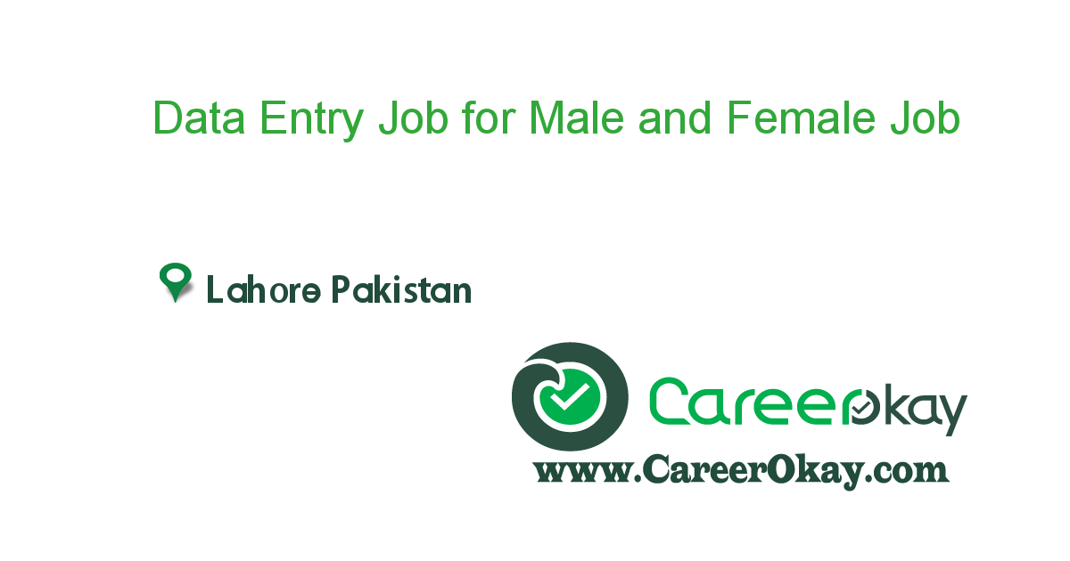 Data Entry Job for Male and Female