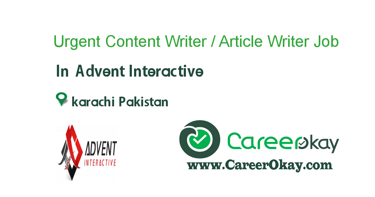 Urgent Content Writer / Article Writer