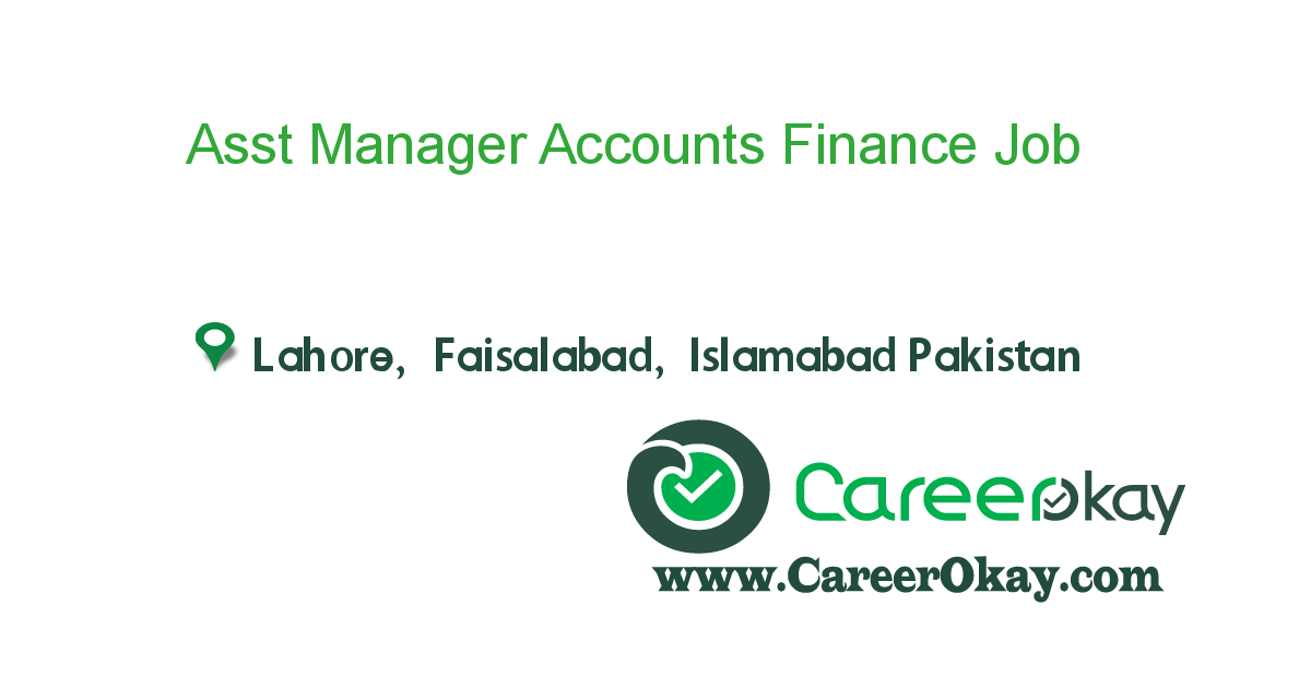 Asst Manager Accounts Finance 