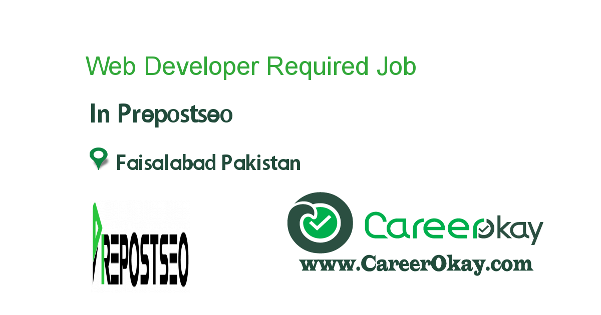 Web Developer Required 