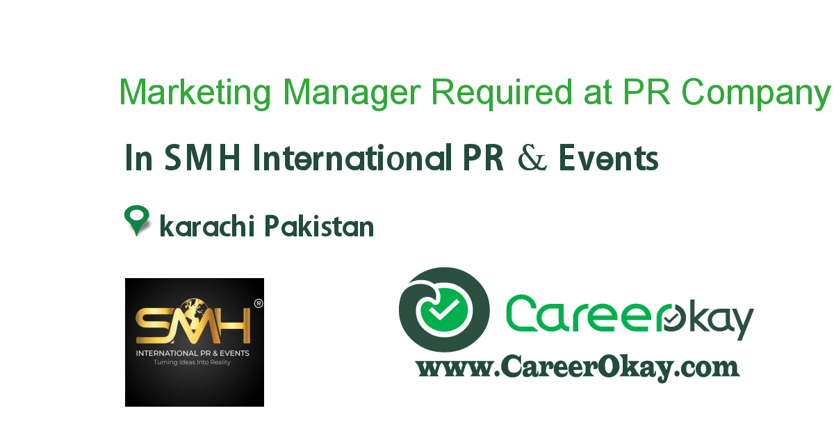 Marketing Manager Required at PR Company